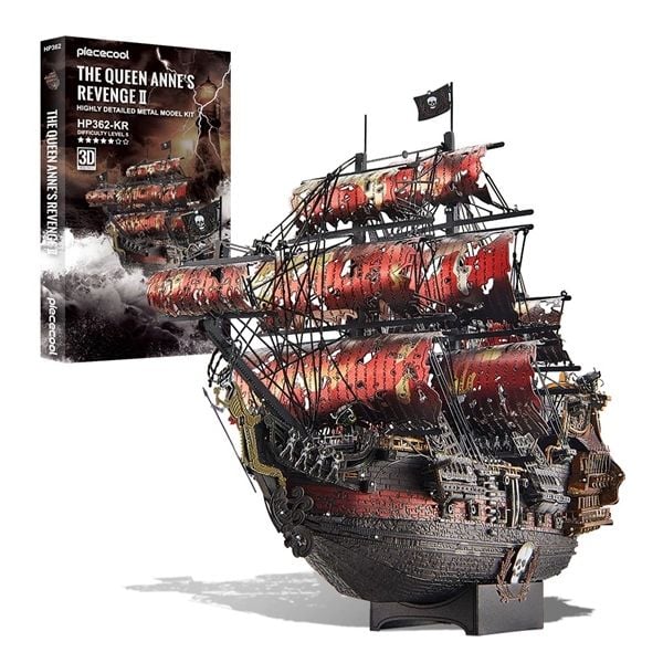  Mô Hình Kim Loại 3D Lắp Ráp Piececool The Queen Anne's Revenge (439 mảnh, màu đỏ) HP362-KR - MP1233 