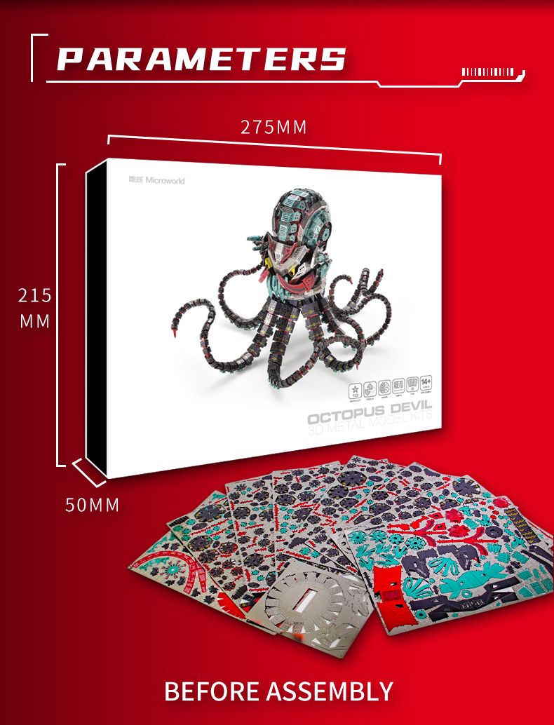  Mô Hình Kim Loại 3D Lắp Ráp Microworld Bạch Tuộc Bóng Tối (971 mảnh, Octopus Devil) D018 - MP1038 