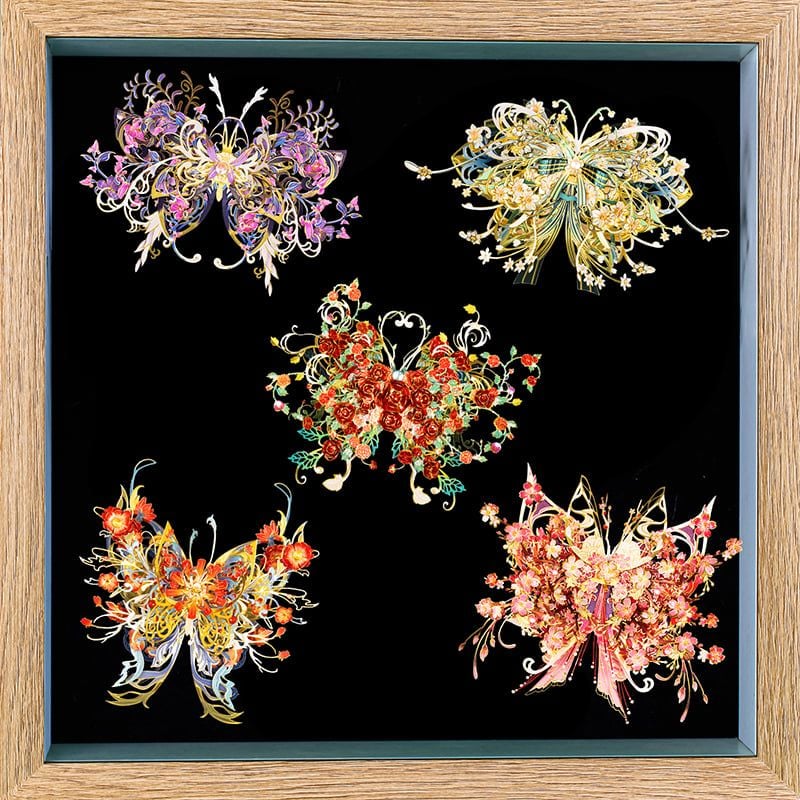  Mô Hình Kim Loại Lắp Ráp 3D MU Phương Phi Hồ Điệp (139 mảnh, Butterfly Rain of Flowers) YM-N149-E – MP1290 