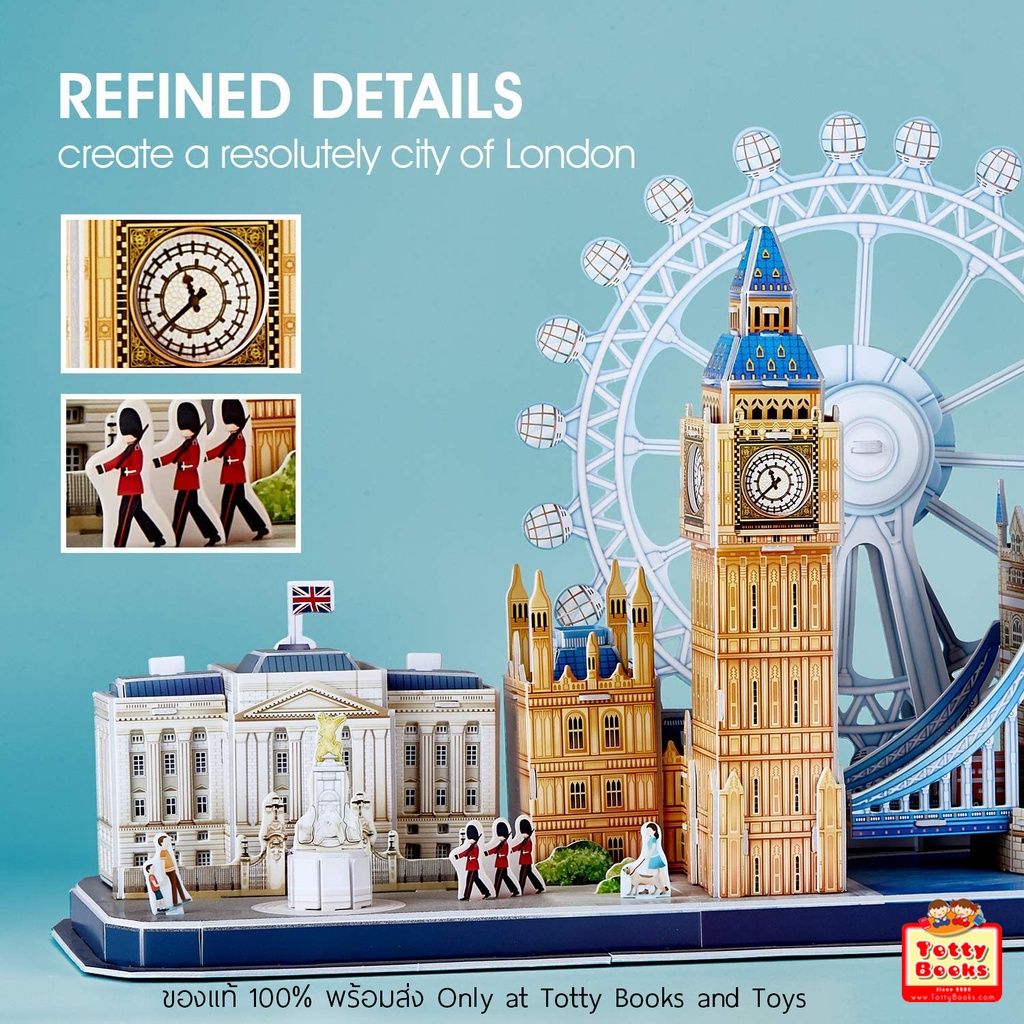  Mô Hình Giấy 3D Lắp Ráp CubicFun London Cityline (186 mảnh, đèn LED) L532h - PP029 