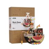  Mô Hình Gỗ 3D Lắp Ráp ROBOTIME Hộp Nhạc Chú Mèo Câu Cá Fishing Kitty Music Box AMD42 – WP009 