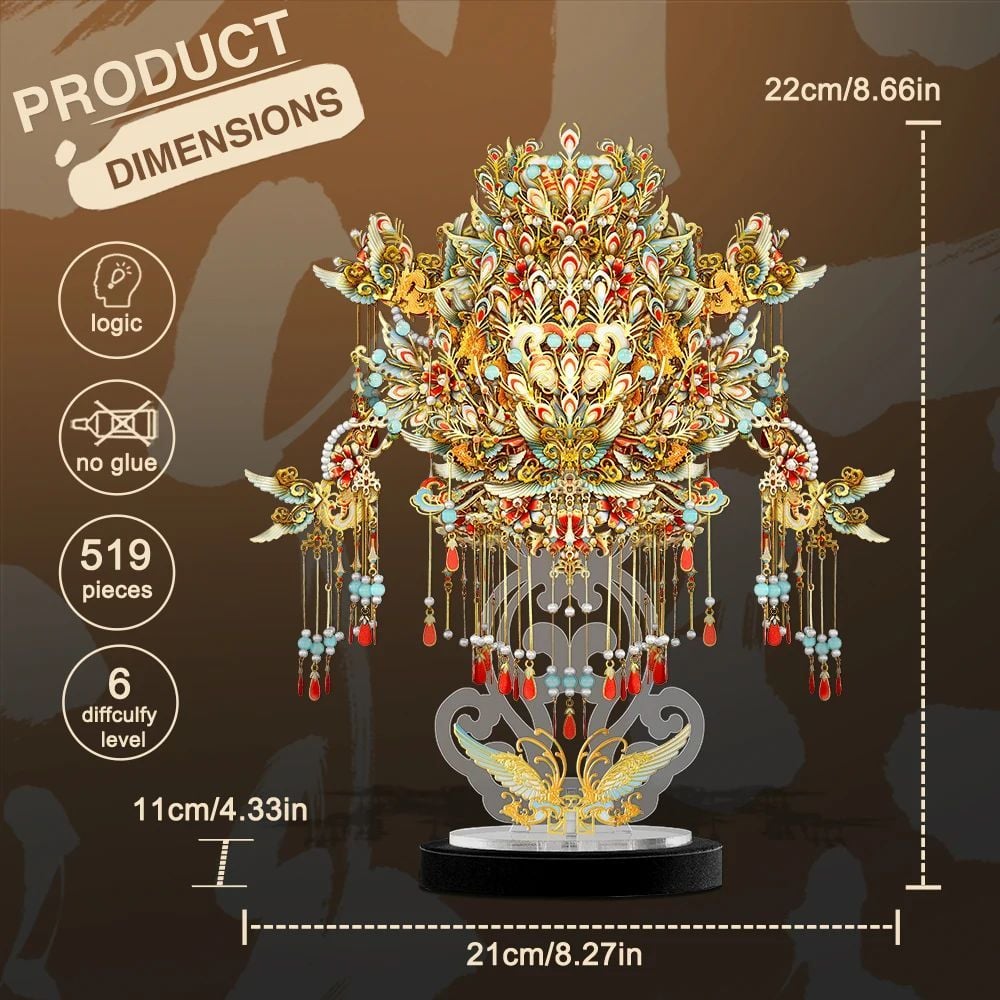  Mô Hình Kim Loại Lắp Ráp 3D Piececool Mão Cửu Long Cửu Phượng (519 mảnh, Nine Dragons Nine Phoenixes) P302-GB - MP1197 