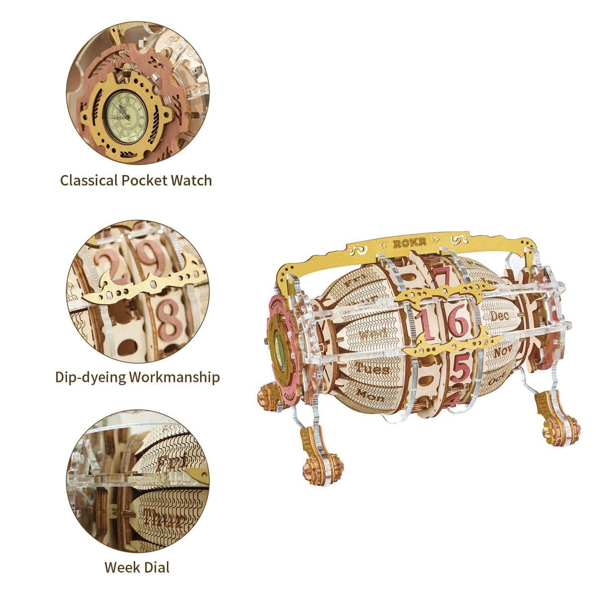  Mô Hình Gỗ 3D Lắp Ráp ROBOTIME ROKR Lịch Máy Thời Gian (250 mảnh, Time Engine Calendar) LC801 - WP204 