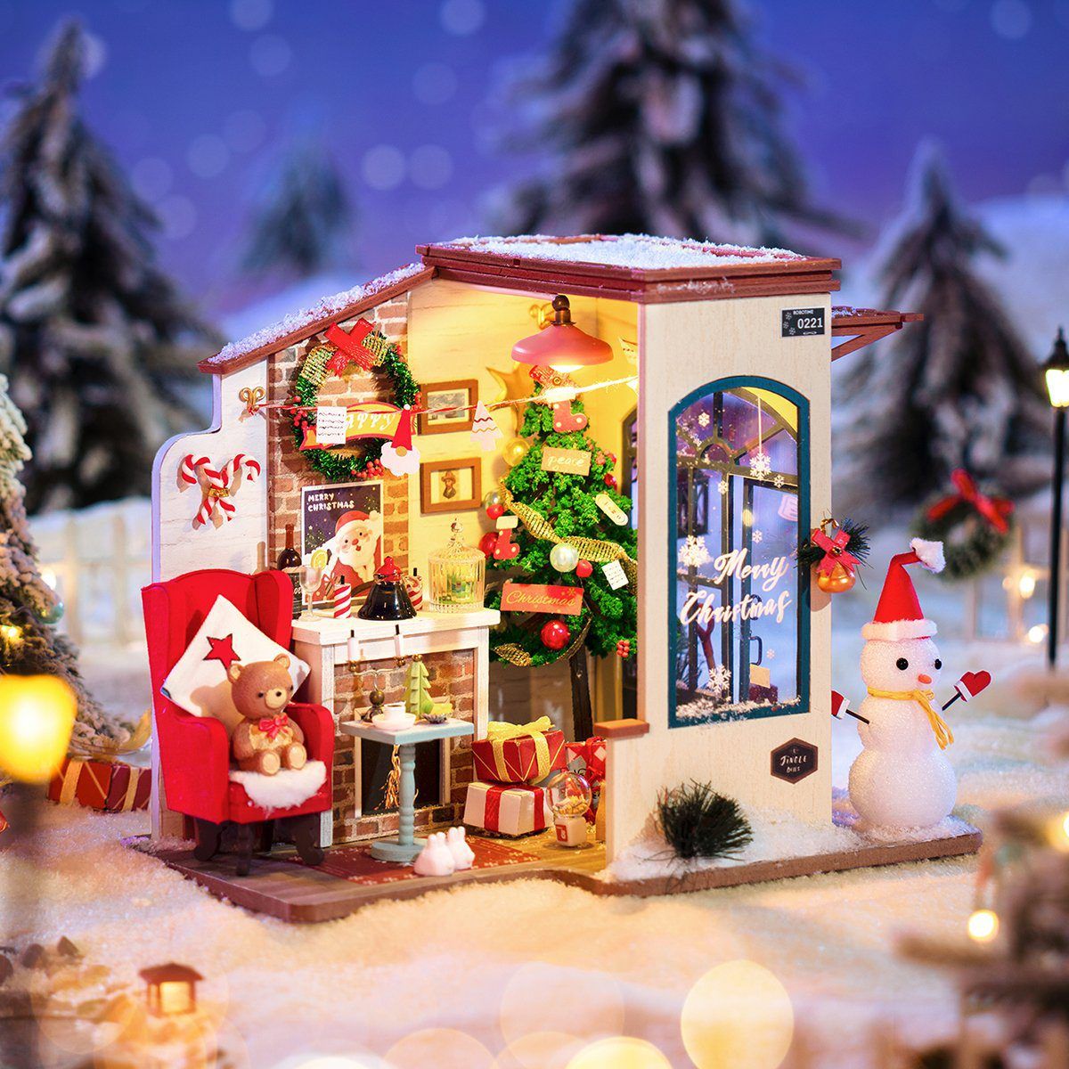  Mô Hình Gỗ 3D Lắp Ráp ROBOTIME Rolife Nhà Tí Hon Snow House (130 mảnh, Nhạc Jingle Bell) DG18 - WP231 