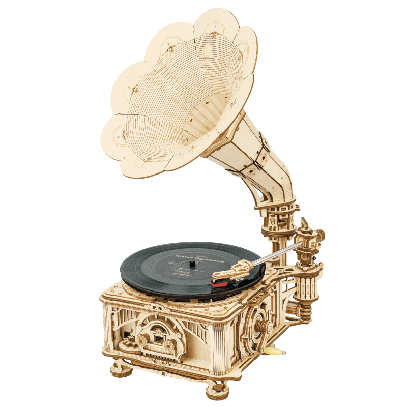  Mô Hình Gỗ 3D Lắp Ráp ROBOTIME ROKR Máy Nghe Nhạc Đĩa Than Cổ Điển (Classic Black Gum Gramophone) LKB01 - WP205 