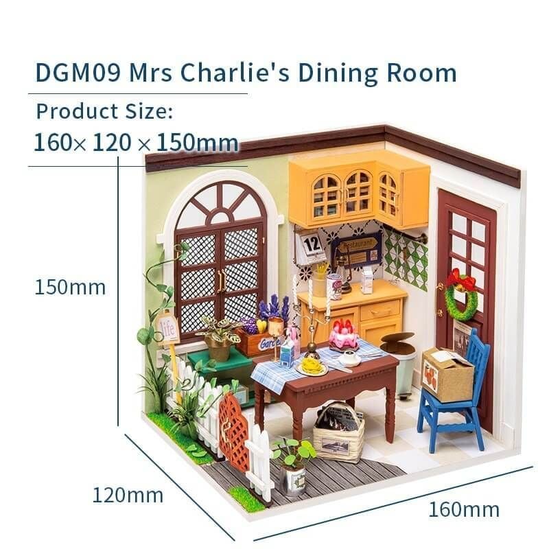  Mô Hình Gỗ 3D Lắp Ráp ROBOTIME DIY Dollhouse Nhà Tí Hon (150 mảnh, Mrs Charlie's Dining Room) DGM09 - WP153 