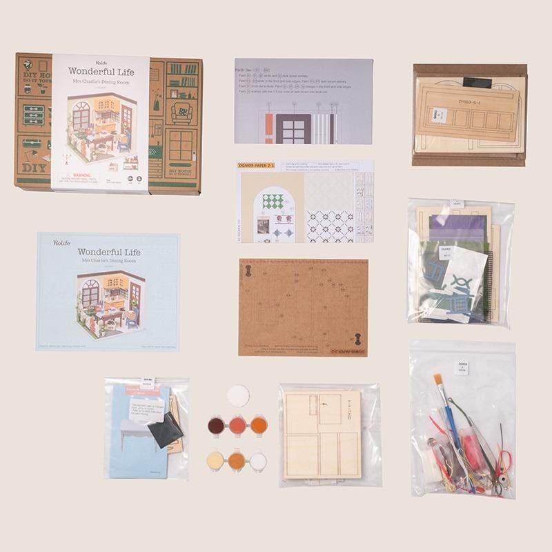  Mô Hình Gỗ 3D Lắp Ráp ROBOTIME DIY Dollhouse Nhà Tí Hon (150 mảnh, Mrs Charlie's Dining Room) DGM09 - WP153 