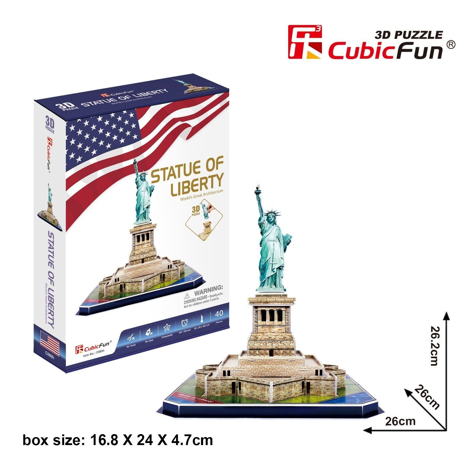  Mô Hình Giấy 3D Lắp Ráp CubicFun Tượng Nữ Thần Tự Do (39 mảnh, Statue of Liberty) C080h - PP080 
