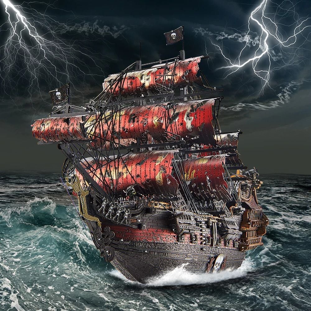  Mô Hình Kim Loại 3D Lắp Ráp Piececool The Queen Anne's Revenge (439 mảnh, màu đỏ) HP362-KR - MP1233 