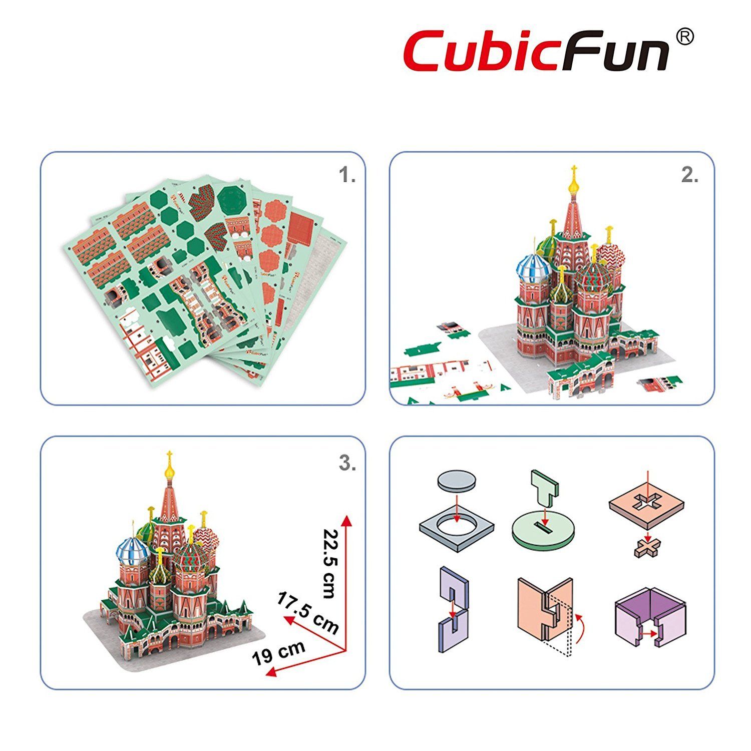  Mô Hình Giấy 3D Lắp Ráp CubicFun Nhà Thờ Chính Tòa Thánh Vasily (92 mảnh, Saint Basil's Cathedral) C239h - PP082 