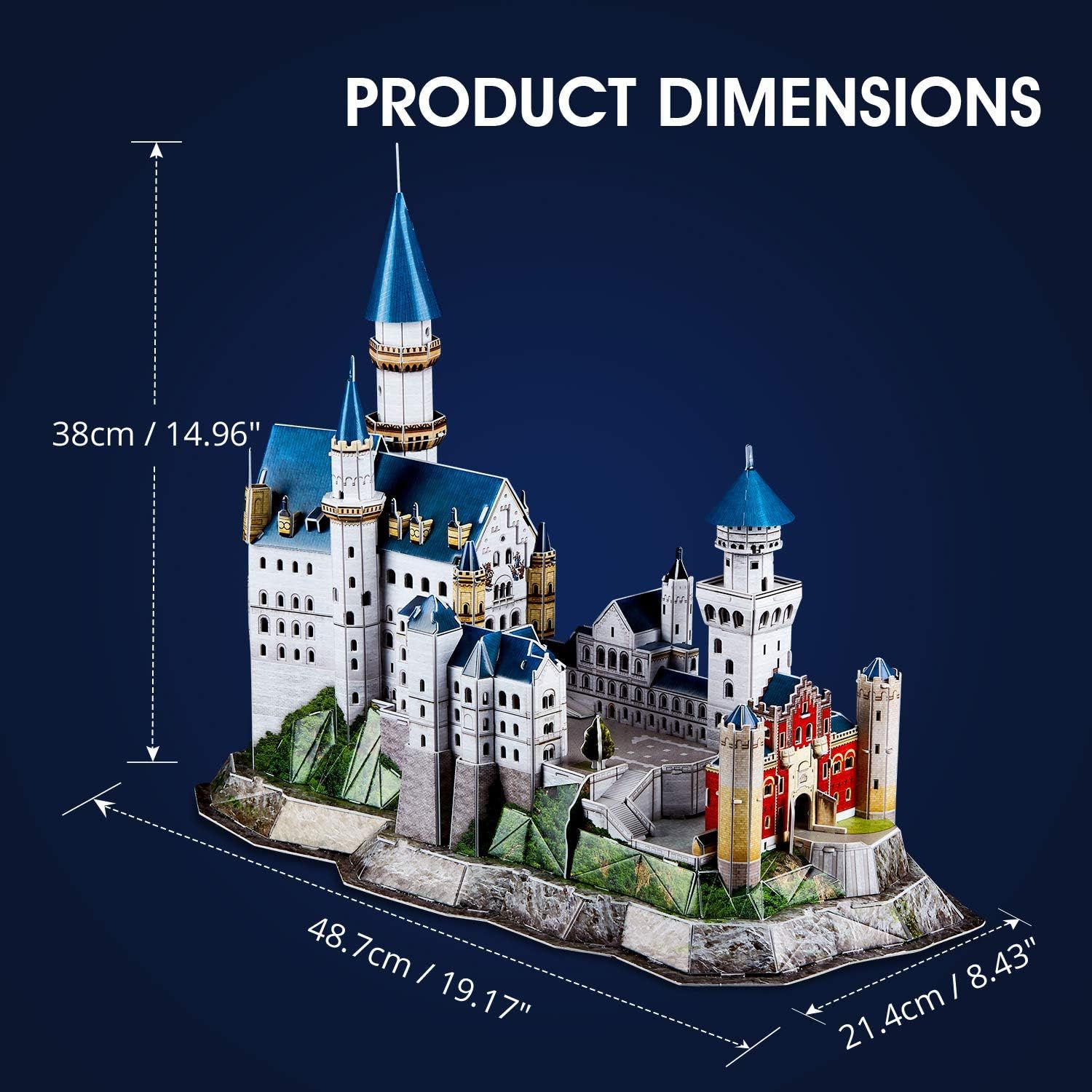  Mô Hình Giấy 3D Lắp Ráp CubicFun Lâu Đài Cổ Tích Tại Đức (128 mảnh, Neuschwanstein Castle, Đèn LED) L174h - PP075 