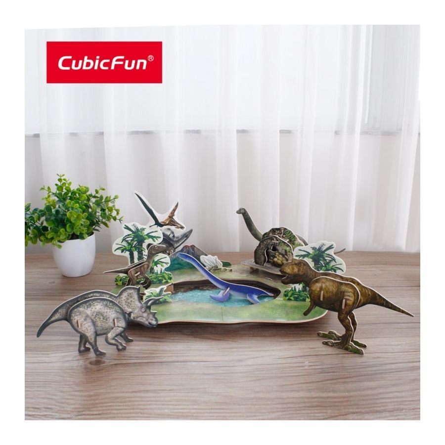  Mô Hình Giấy 3D Lắp Ráp CubicFun Công Viên Khủng Long (43 mảnh, National Geographic Dinosaur Park) DS0973h - PP053 