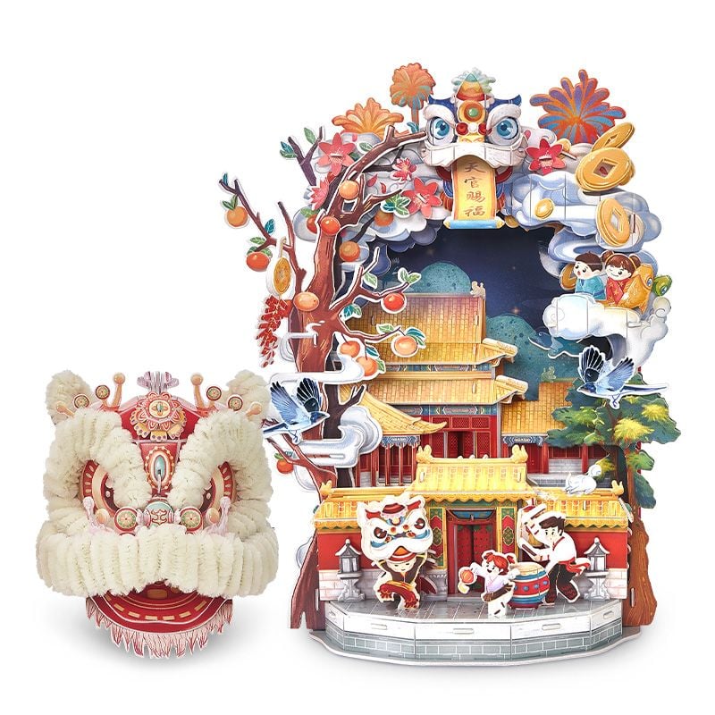  Mô Hình Giấy 3D Lắp Ráp CubicFun Múa Lân (153 mảnh, Lion Dance) E1638h - PP021 