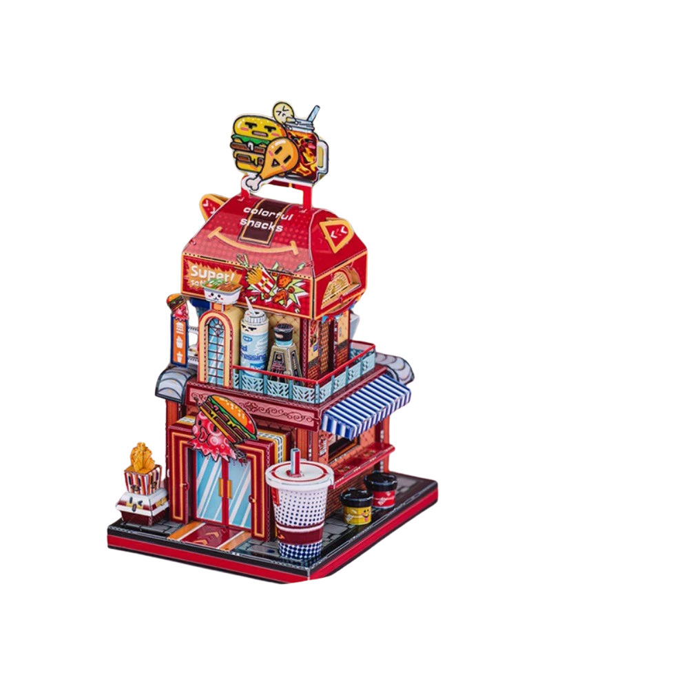  Mô Hình Kim Loại Lắp Ráp 3D MU Tiệm Bánh Burger Châu Âu (79 mảnh, Travel to World - Hamburger Shop) YM-N118-A – MP967 