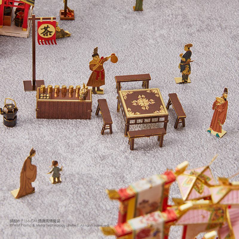  Mô Hình Kim Loại 3D Lắp Ráp Piececool Thịnh Đường Phong Tình (208 mảnh, Tang Dynasty Scenery Set) P166-GN - MP1068 