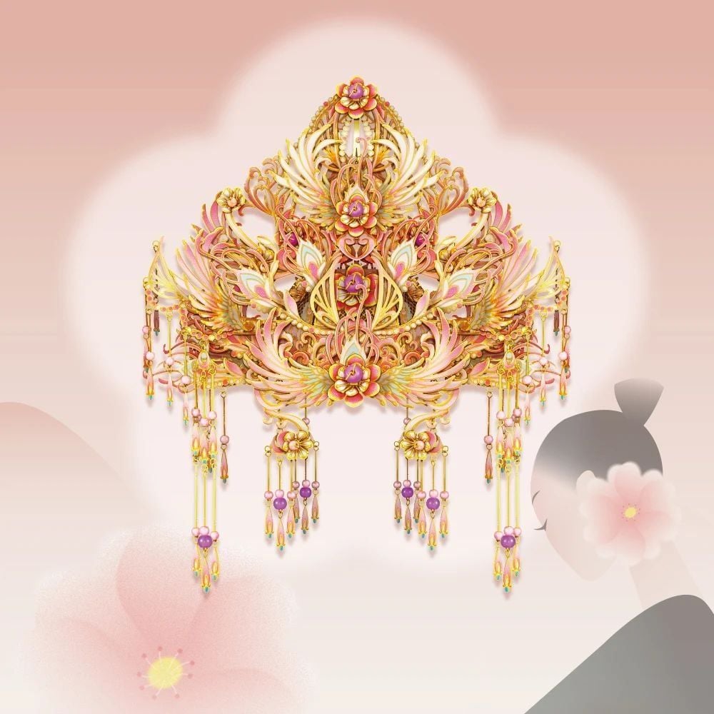  Mô Hình Kim Loại Lắp Ráp 3D Piececool Đào Hoa Quán (154 mảnh, Lovely Flower) P332-GP - MP1205 