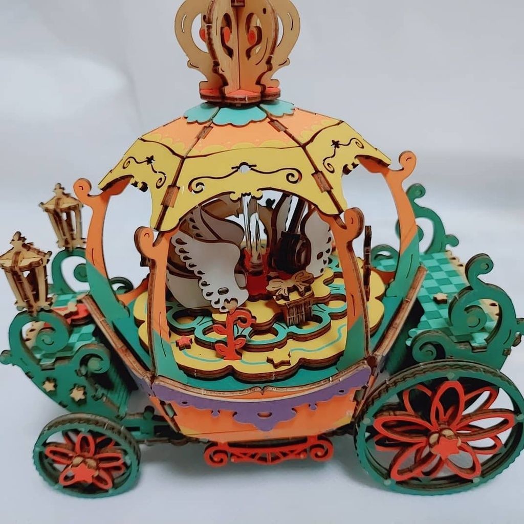  Mô Hình Gỗ 3D Lắp Ráp ROBOTIME Hộp Nhạc Xe Bí Ngô(165 mảnh, DIY Pumpkin Carriage Music Box) AM41 – WP005 
