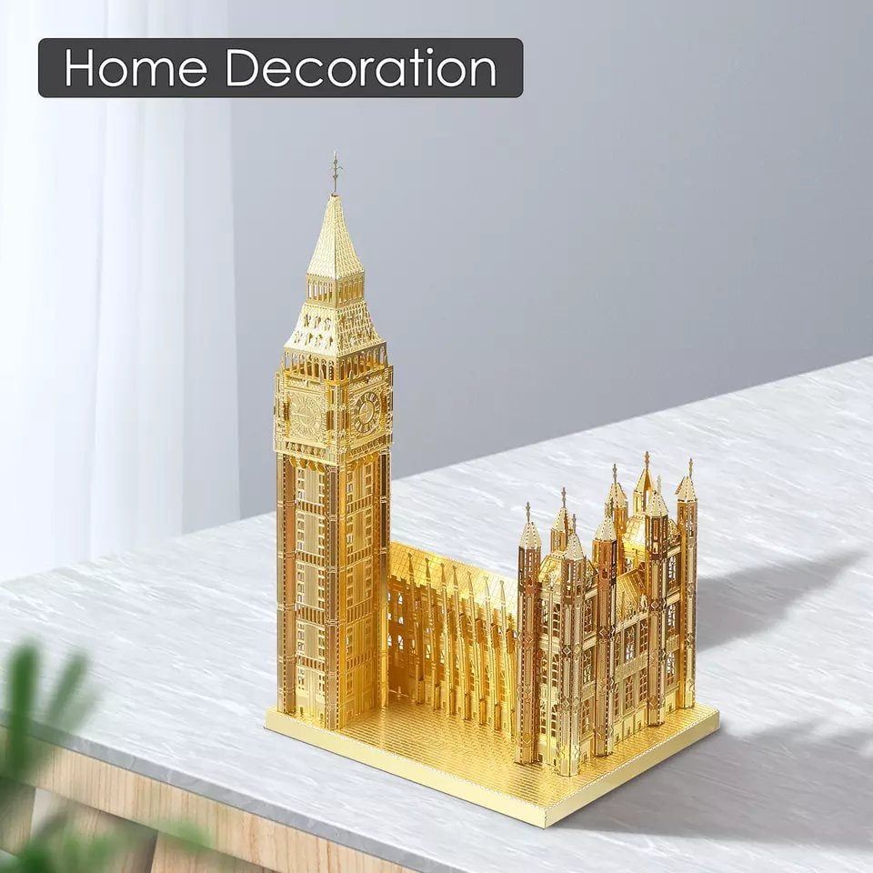  Mô Hình Kim Loại 3D Lắp Ráp Piececool Tháp Đồng Hồ Big Ben (Màu Vàng) HP018-G - MP1106 