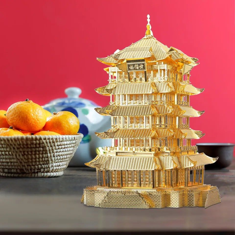  Mô Hình Kim Loại Lắp Ráp 3D Piececool Hoàng Hạc Lâu (84 mảnh, Yellow Crane Tower) HP039-G – MP080 