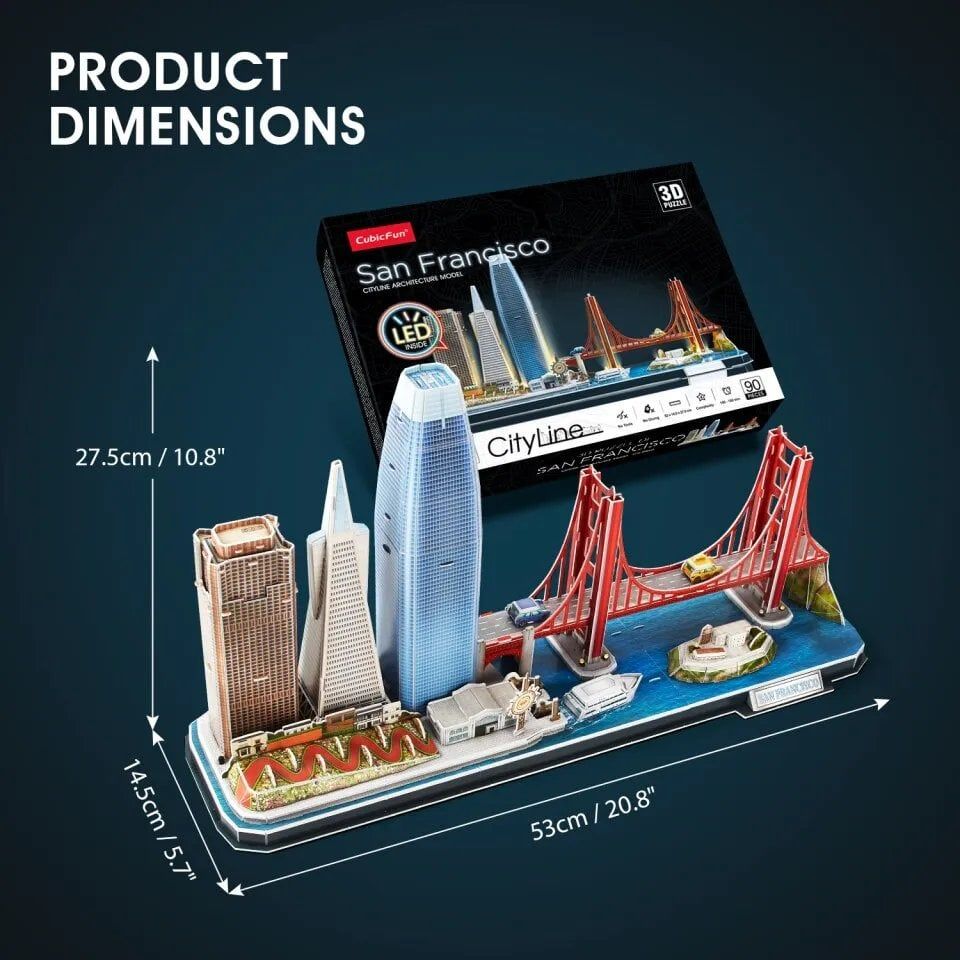  Mô Hình Giấy 3D Lắp Ráp CubicFun San Francisco Cityline (90 mảnh, đèn LED) L524h - PP025 