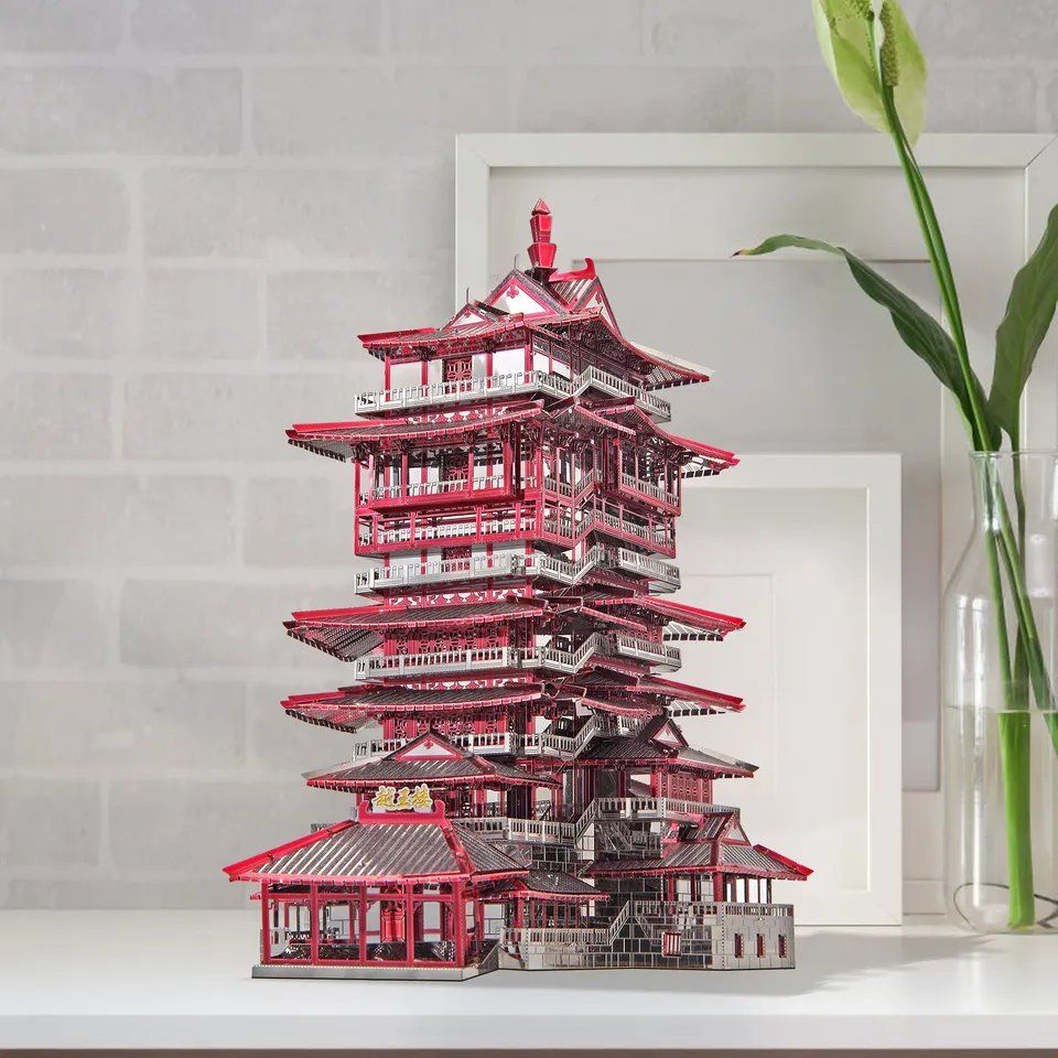  Mô Hình Kim Loại Lắp Ráp 3D Piececool Lầu Việt Vương (298 mảnh, Yuewang Tower) HP089-RKS – MP313 