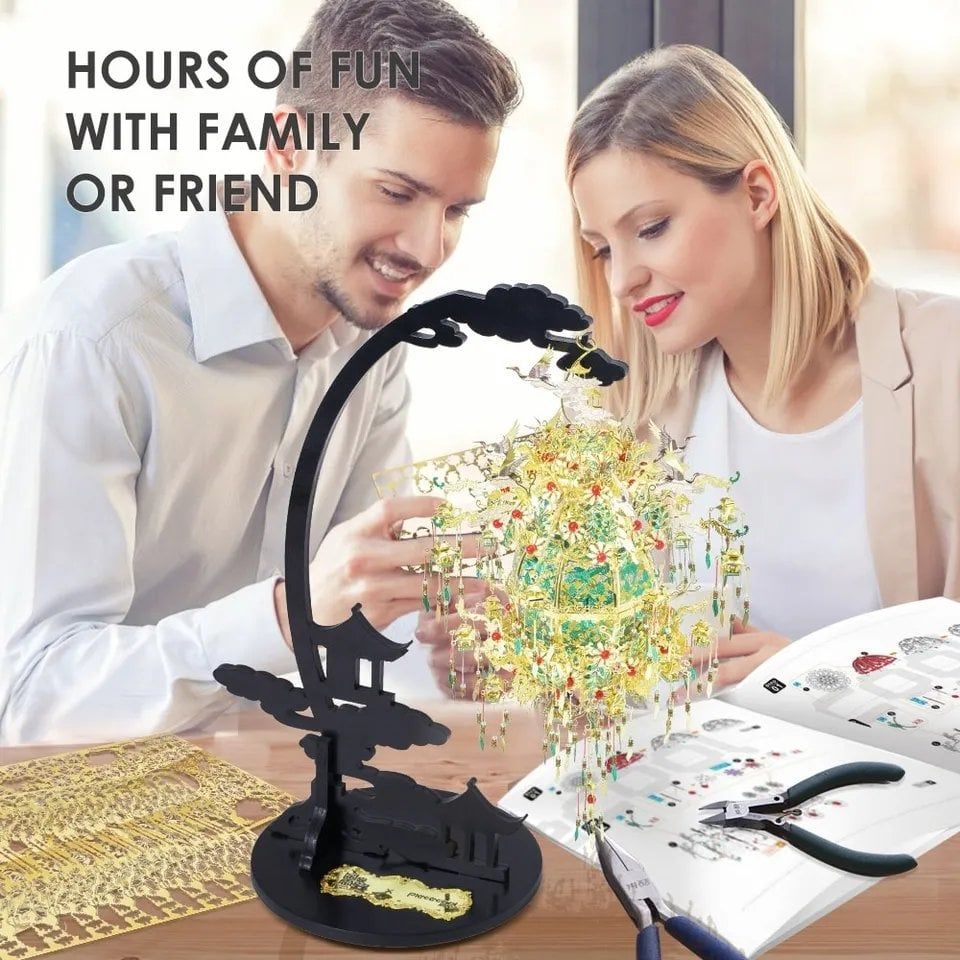  Mô Hình Kim Loại Lắp Ráp 3D Piececool Lồng Đèn Hoa Điểu (592 mảnh, The Flower And Bird Patterns) HIP004-GN – MP933 