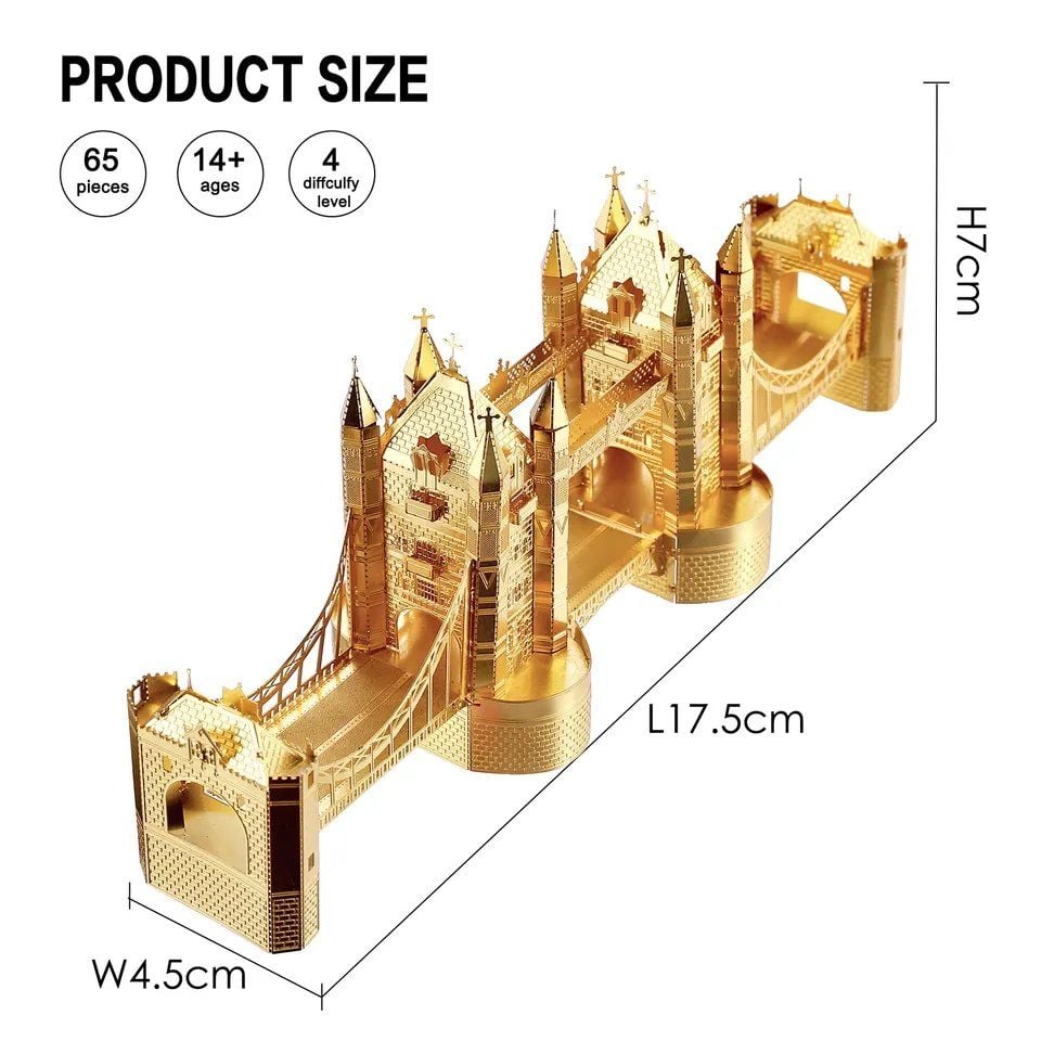  Mô Hình Kim Loại Lắp Ráp 3D Piececool Cầu Tháp Luân Đôn (London Tower Bridge) HP009-G – MP139 