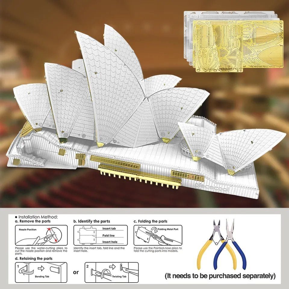  Mô Hình Kim Loại 3D Lắp Ráp Piececool Nhà Hát Con Sò (Sydney Opera House) HP259-WG - MP1152 