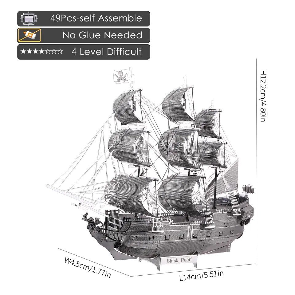  Mô Hình Kim Loại Lắp Ráp 3D Piececool Tàu Ngọc Trai Đen (The Black Pearl) HP044-S - MP210 