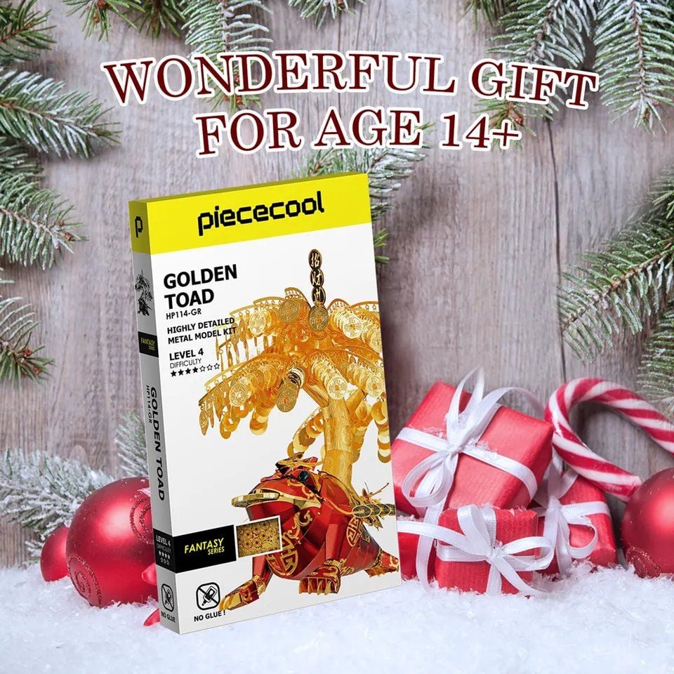  Mô Hình Kim Loại Lắp Ráp 3D Piececool Cóc Thiềm Thừ (393 mảnh, Golden Toad) HP114-GR - MP600 