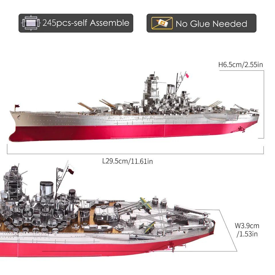  Mô Hình Kim Loại Lắp Ráp 3D Piececool Thiết Giáp Hạm Yamato Battleship HP101-SRY – MP462 