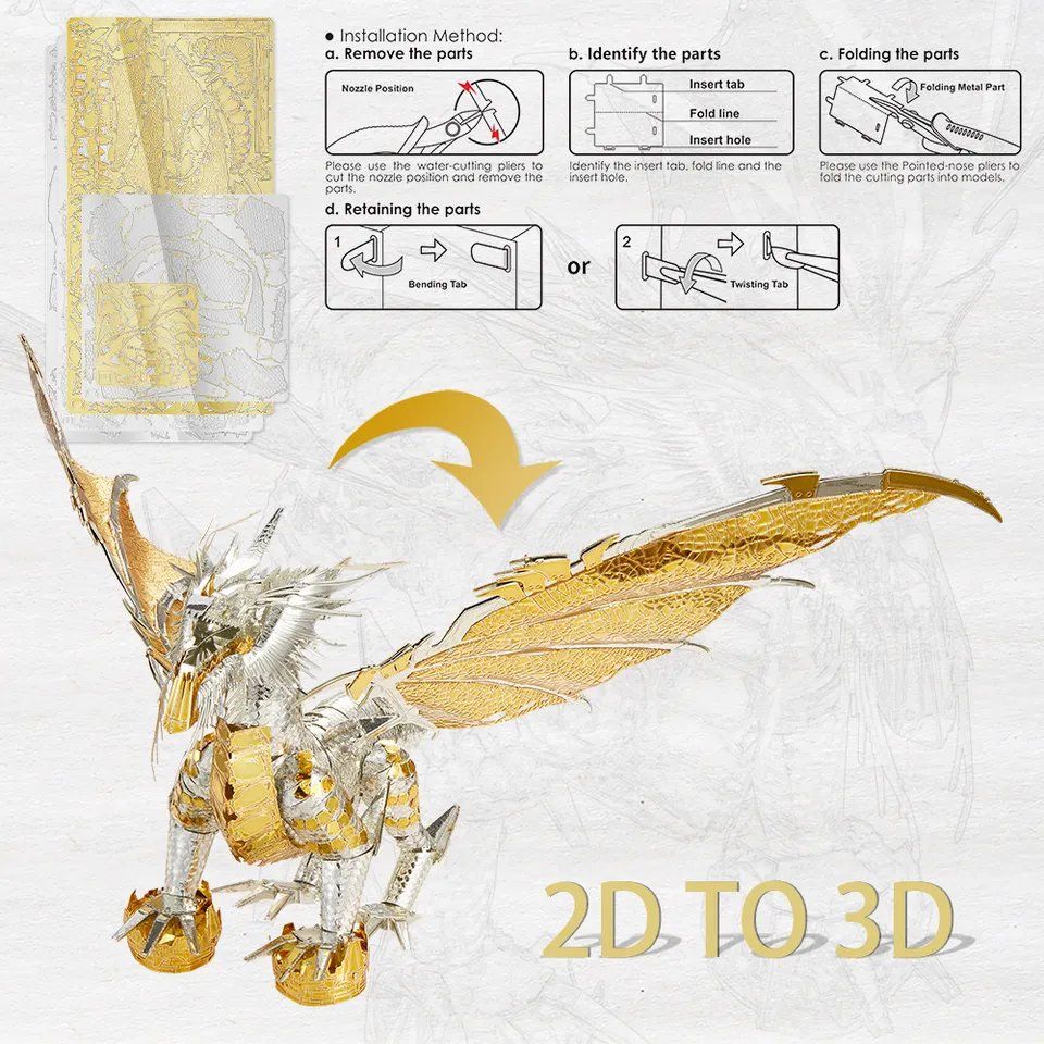  Mô Hình Kim Loại 3D Lắp Ráp Piececool Glorystrom Dragon HP273-GS - MP1154 