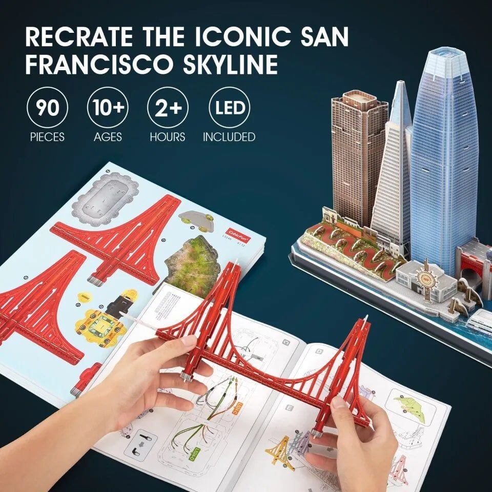  Mô Hình Giấy 3D Lắp Ráp CubicFun San Francisco Cityline (90 mảnh, đèn LED) L524h - PP025 