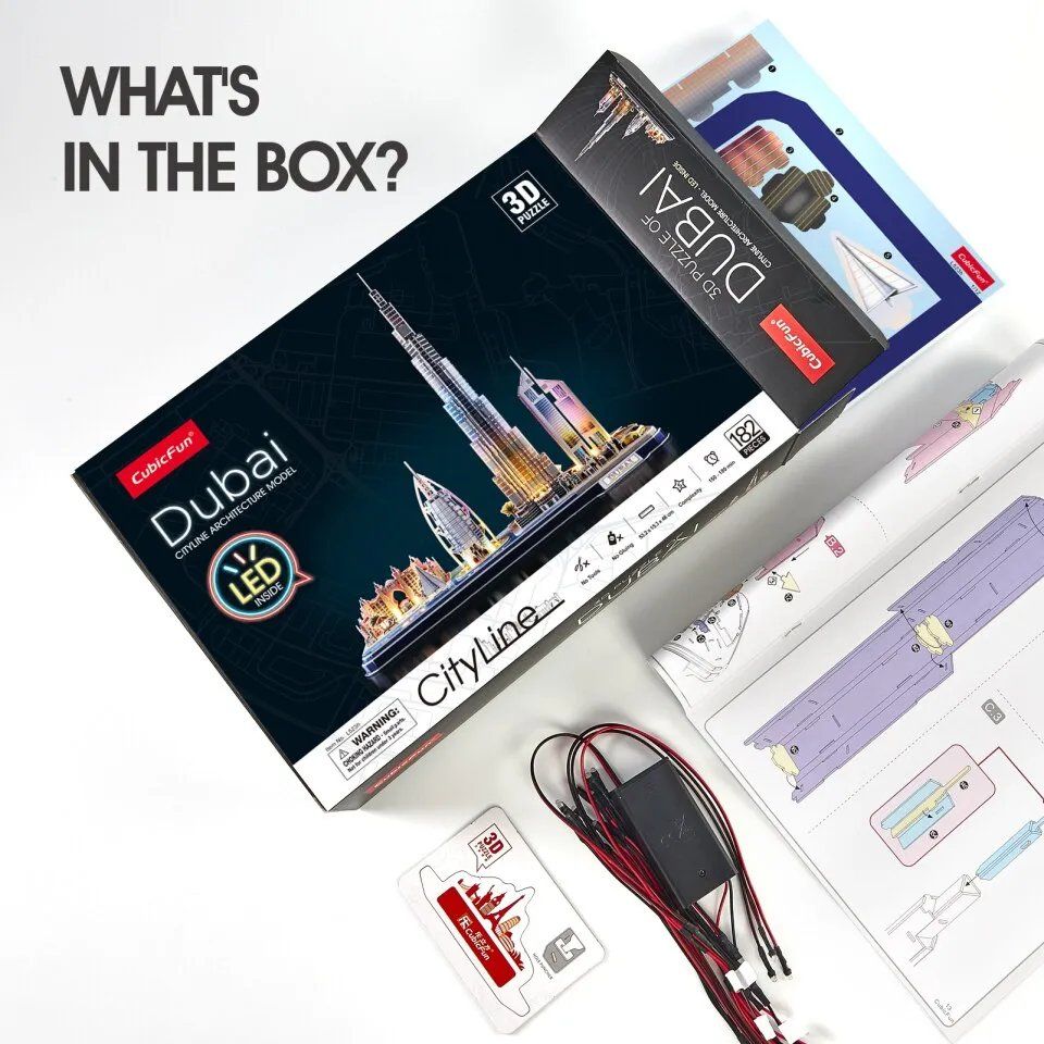  Mô Hình Giấy 3D Lắp Ráp CubicFun Dubai Cityline (182 mảnh, đèn LED) L523h - PP024 