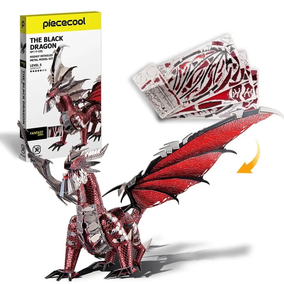  Mô Hình Kim Loại Lắp Ráp 3D Piececool Rồng Đen (107 mảnh, The Black Dragon) HP119-KRS – MP749 