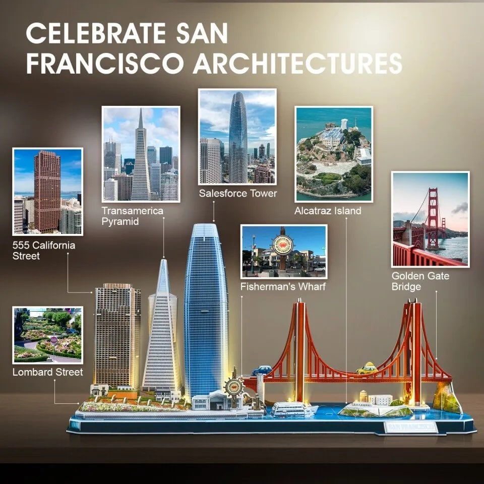  Mô Hình Giấy 3D Lắp Ráp CubicFun San Francisco Cityline (90 mảnh, đèn LED) L524h - PP025 