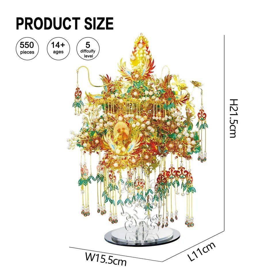  Mô Hình Kim Loại 3D Lắp Ráp Piececool Mão Kim Sí Điểu (550 mảnh, Garuda Coronet) P182-GR - MP1046 