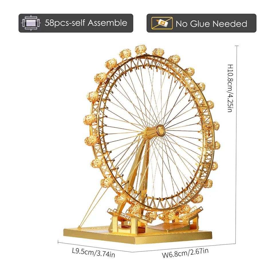  Mô Hình Kim Loại Lắp Ráp 3D Piececool Mắt Luân Đôn (London Eye) HP043-G – MP079 