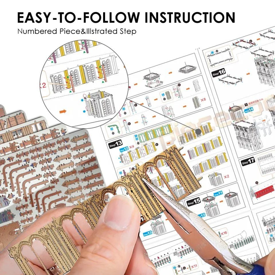  Mô Hình Kim Loại Lắp Ráp 3D Piececool Nhà Thờ Đức Bà Paris (382 mảnh, Notre Dame Cathedral) HP161-BS – MP963 