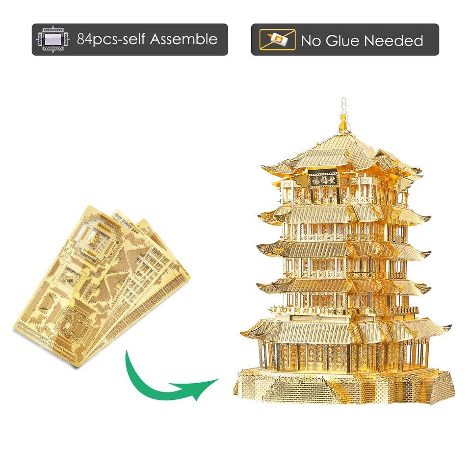  Mô Hình Kim Loại Lắp Ráp 3D Piececool Hoàng Hạc Lâu (Yellow Crane Tower) HP039-G – MP080 