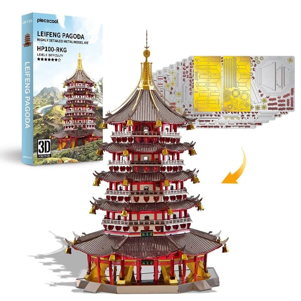  Mô Hình Kim Loại Lắp Ráp 3D Piececool Tháp Lôi Phong (796 mảnh, Leifeng Pagoda) HP111-RKS – MP445 