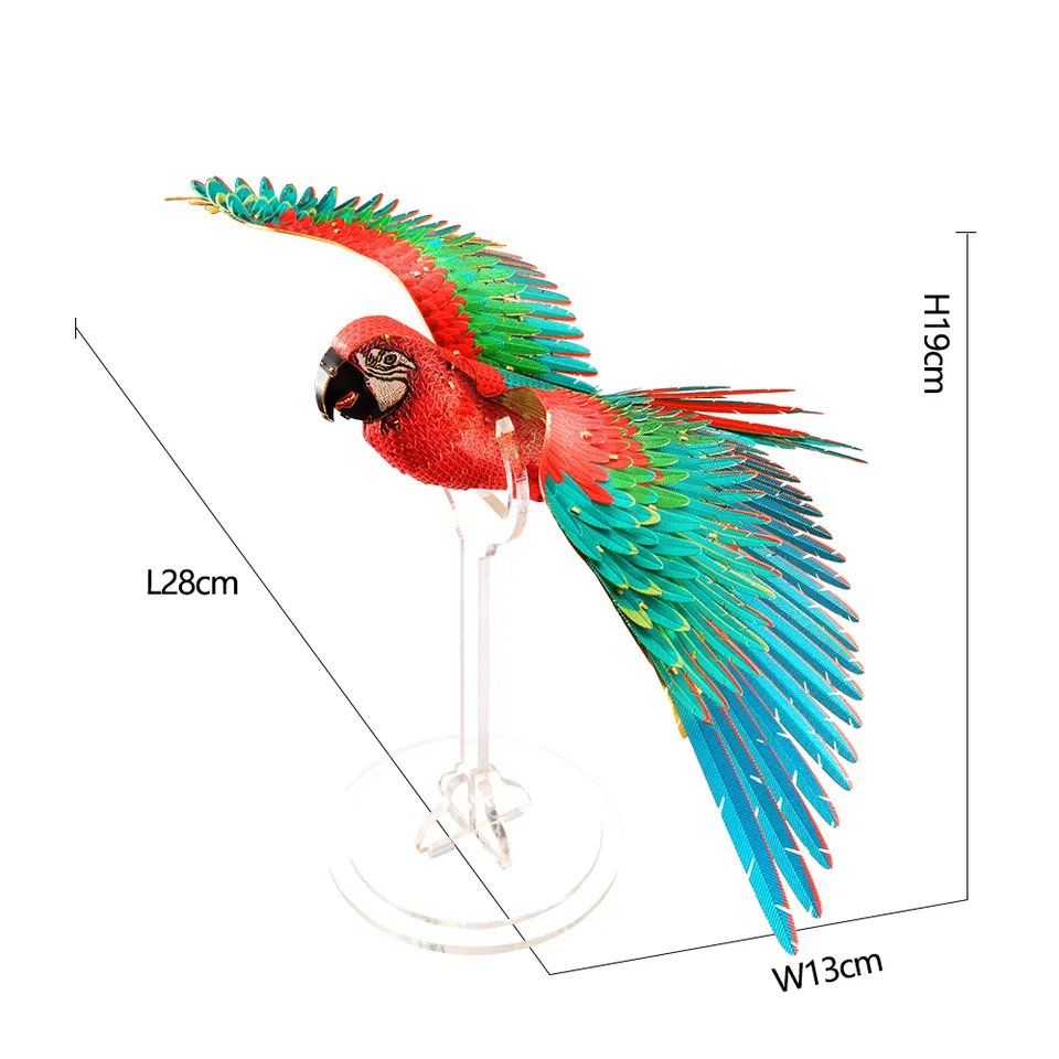  Mô Hình Kim Loại Lắp Ráp 3D Piececool Con Vẹt (83 mảnh, The Scarlet Macaw) HP118-NBR - MP748 