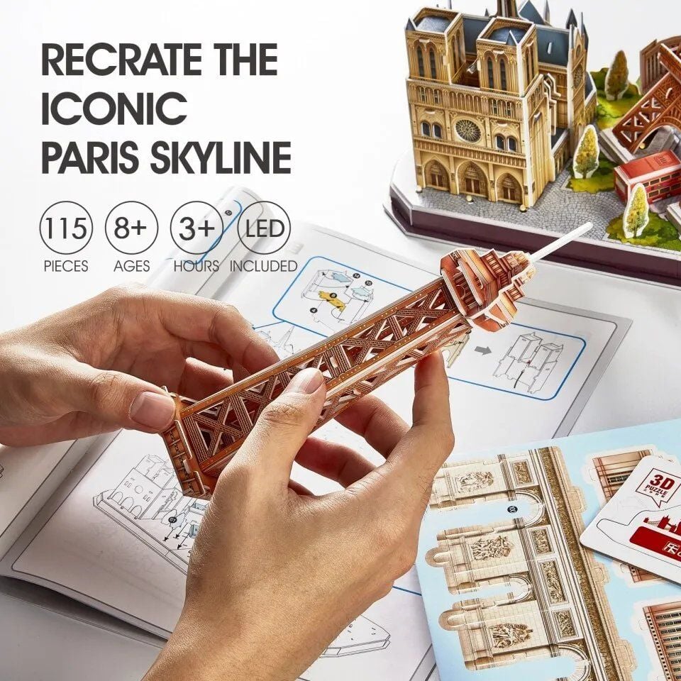  Mô Hình Giấy 3D Lắp Ráp CubicFun Paris Cityline (115 mảnh, đèn LED) L525h - PP026 