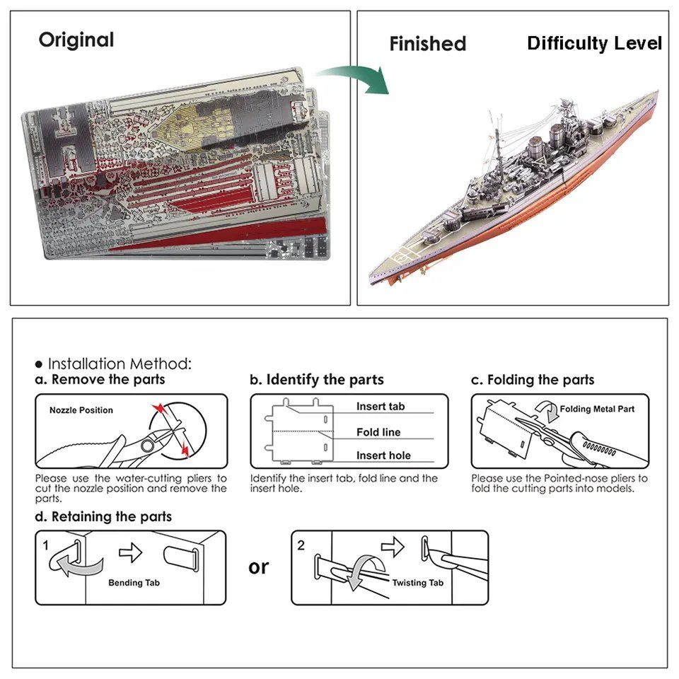  Mô Hình Kim Loại 3D Lắp Ráp Piececool Tuần Dương Hạm HMS Hood P209-SR - MP1066 