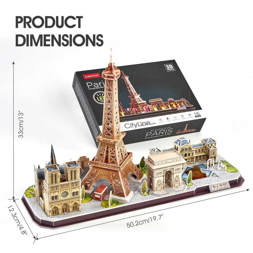  Mô Hình Giấy 3D Lắp Ráp CubicFun Paris Cityline (115 mảnh, đèn LED) L525h - PP026 