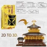  Mô Hình Kim Loại 3D Lắp Ráp Piececool Chùa Gác Vàng Kinkaku-ji (369 mảnh, Golden Pavilion) HP257-GR - MP1151 
