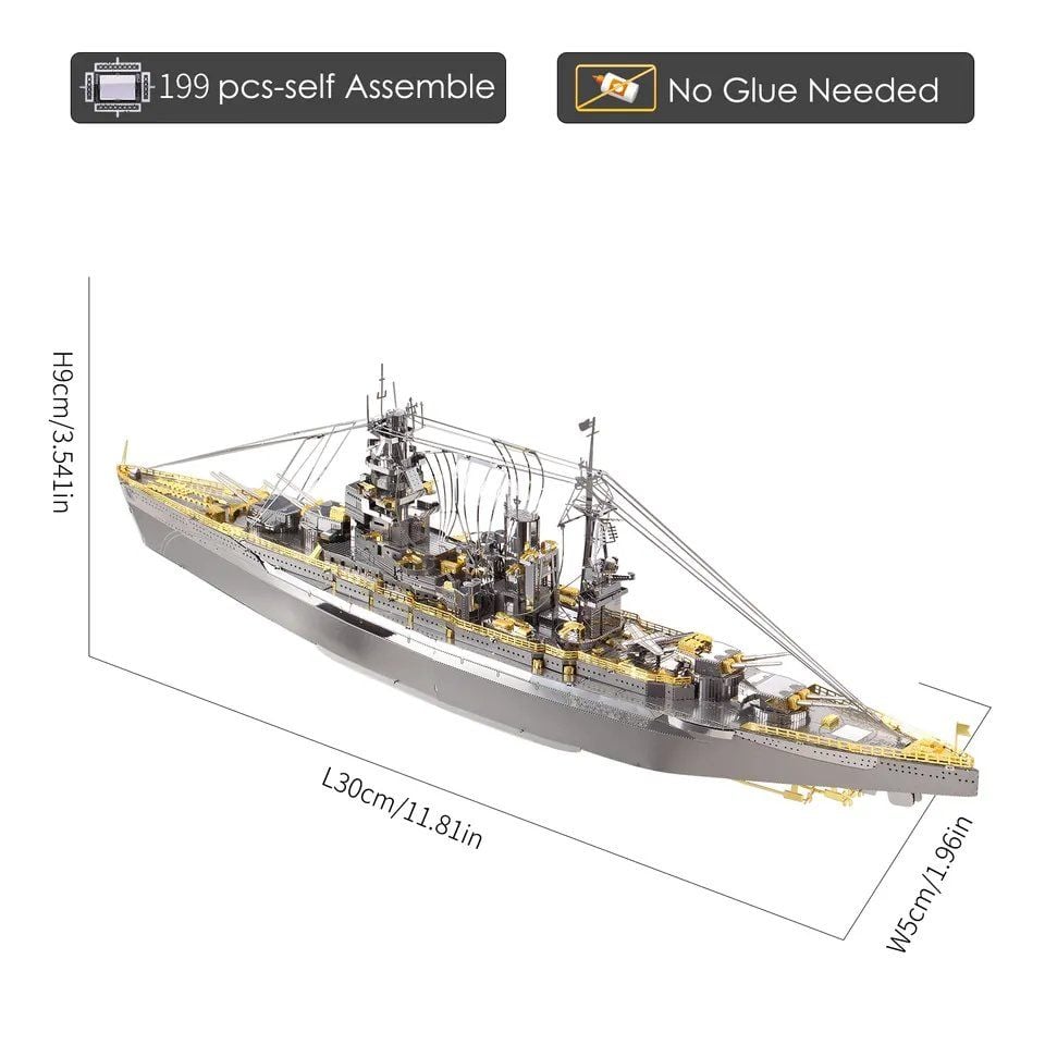 Mô Hình Kim Loại Lắp Ráp 3D Piececool Thiết Giáp Hạm Nagato (199 mảnh, Class Battleship) HP091-SG – MP311 