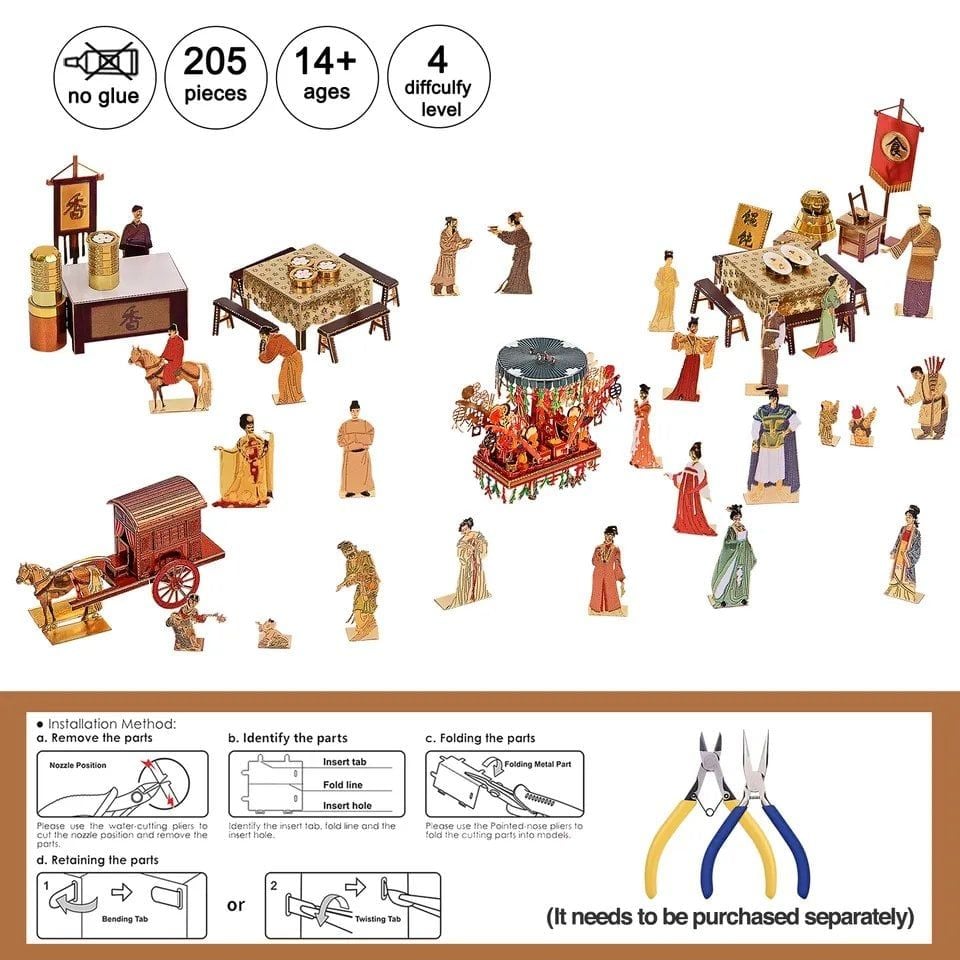  Mô Hình Kim Loại 3D Lắp Ráp Piececool Phố Đi Bộ (205 mảnh, Datang Street) P148-GR - MP874 