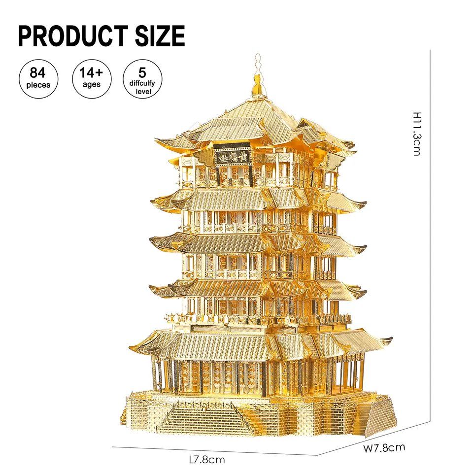  Mô Hình Kim Loại Lắp Ráp 3D Piececool Hoàng Hạc Lâu (Yellow Crane Tower) HP039-G – MP080 