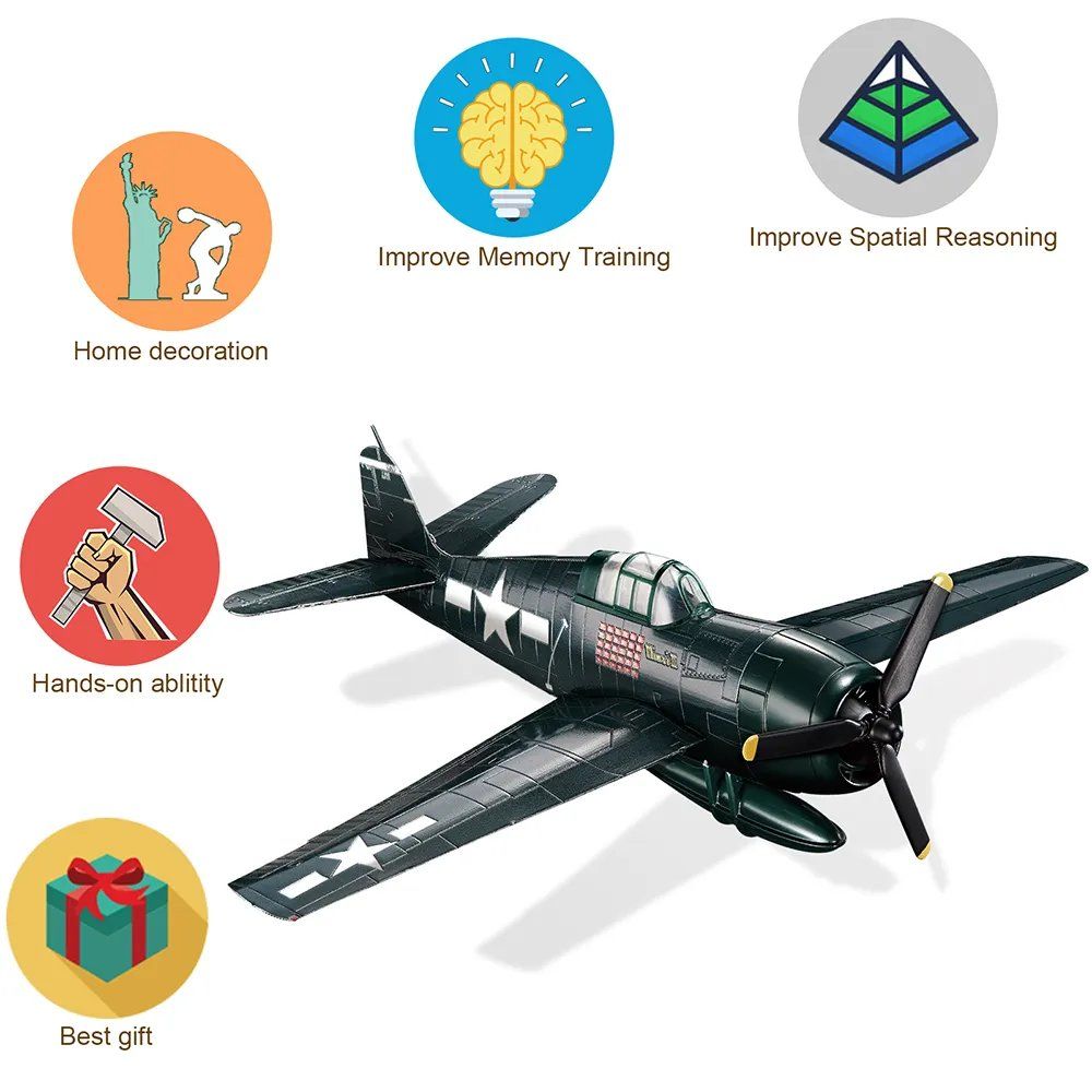  Mô Hình Kim Loại 3D Lắp Ráp Piececool Tiêm Kích (30 mảnh, GRUMMAN F6F HELLCAT) HP235-BS - MP1149 